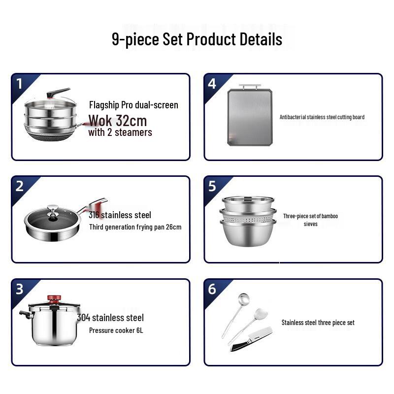 Kombach Flagship Pro 9-Piece Cookware Set