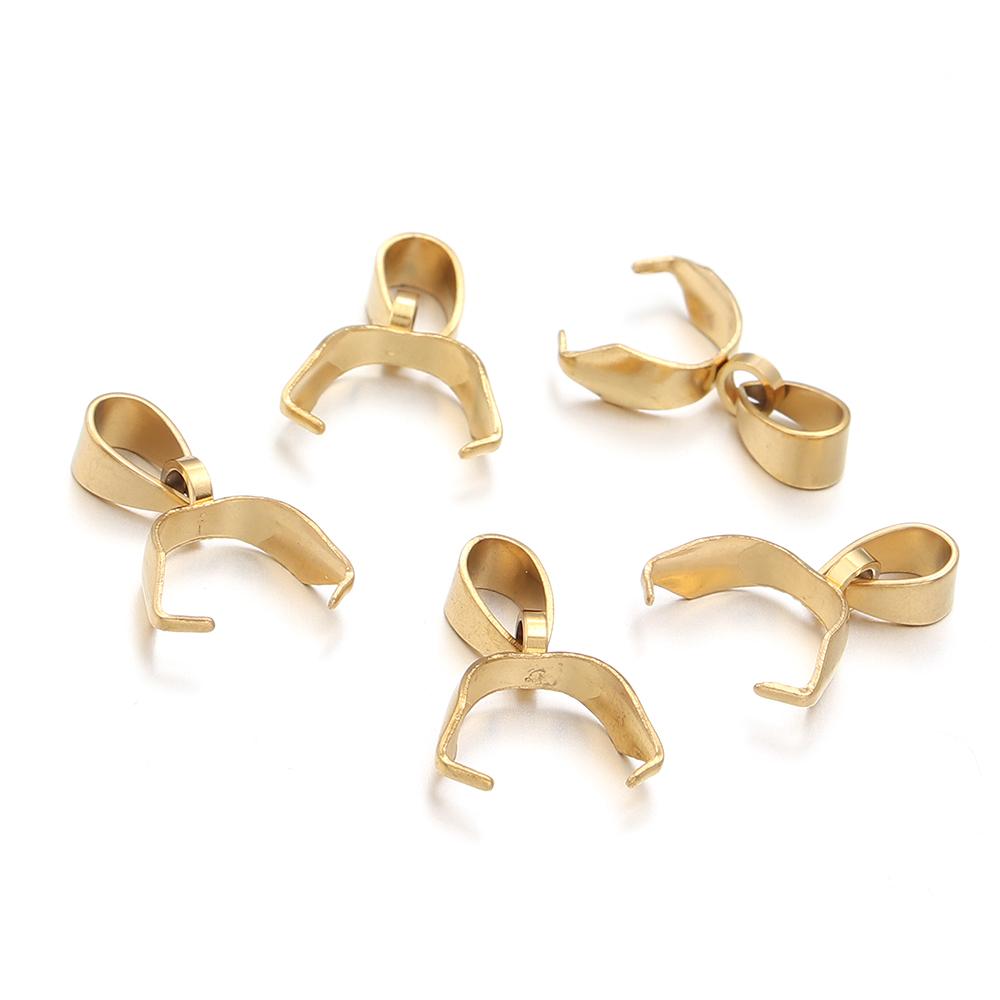 10-20pcs Stainless Steel Pendant Buckle Clasps Pinch Bail Clip Connectors For Jewelry Making DIY Necklace Pendants Accessories