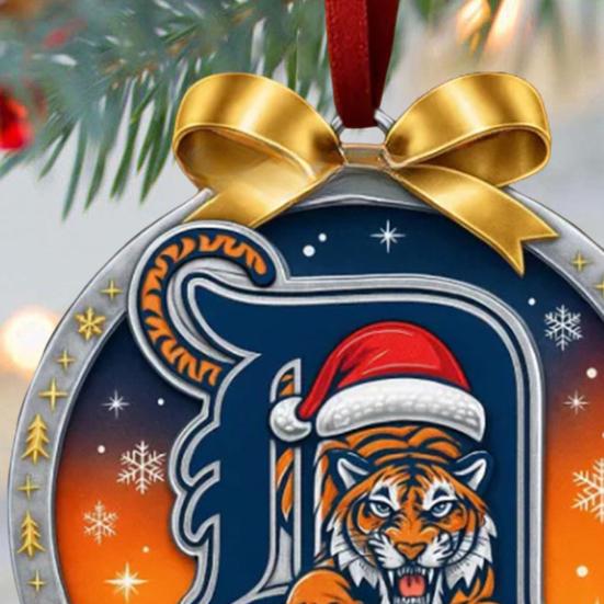 Tiger Team Christmas Decoration Detroit Team 125th Anniversary Hanging Decoration Alloy Ornament with Tiger Logo for Christmas Tree Baseball Fans Gift