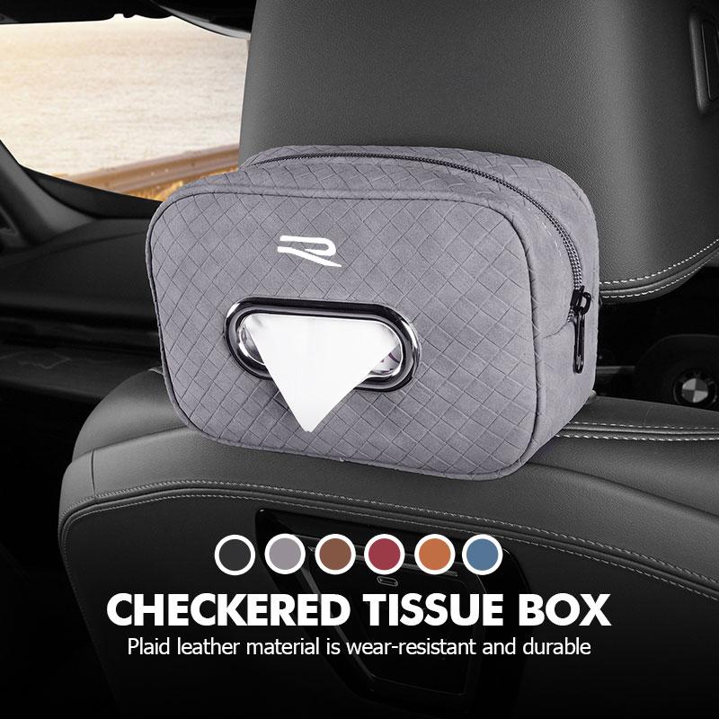 Universal Car Tissue Container Checkered Leather Auto Tissue Box For Volkswagen VW Passat B5 B5.5 2000- 2007 2008 2009 2010 zk8