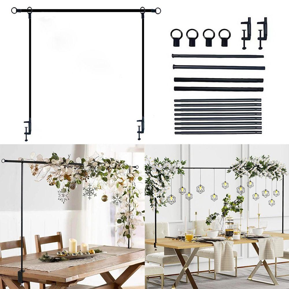Black Desktop Arch Frame Easy Install Clamp Over The Rod Stand Balloon Clips Adjustable Length Flower Frame Arch Event Ceremony