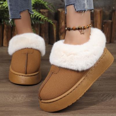 New Foreign Trade Women's Thick Soled Snow Boots with Round Toe and Thickened Plush Inside, European and American Style