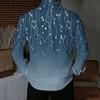 Men Collared Shirt Black Pink Floral White Star Print Long Sleeve Button Down Top