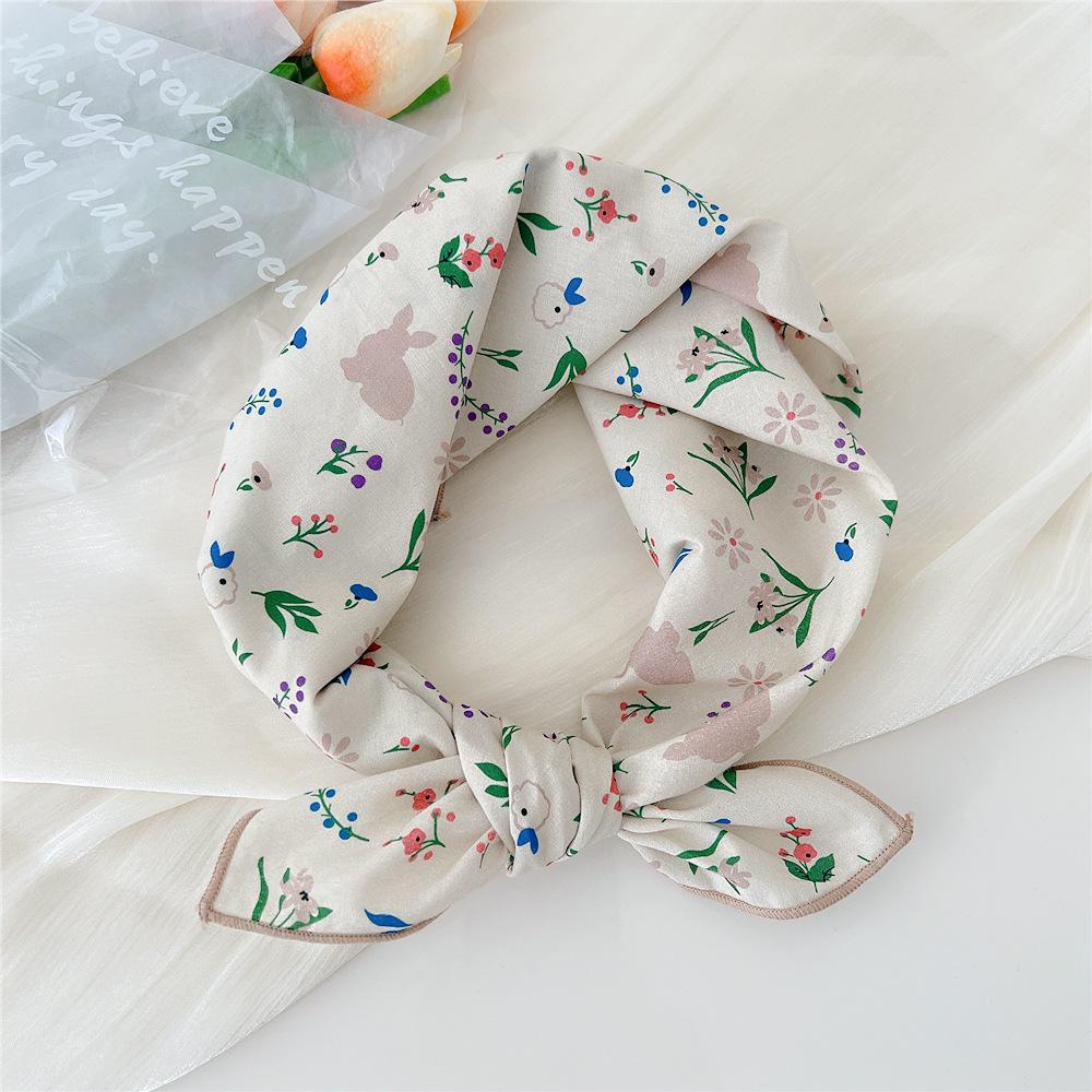 58 Cotton Linen Small Square Silk Scarf for Women - Spring/Autumn/Summer Korean Style Headband & Decorative Scarf