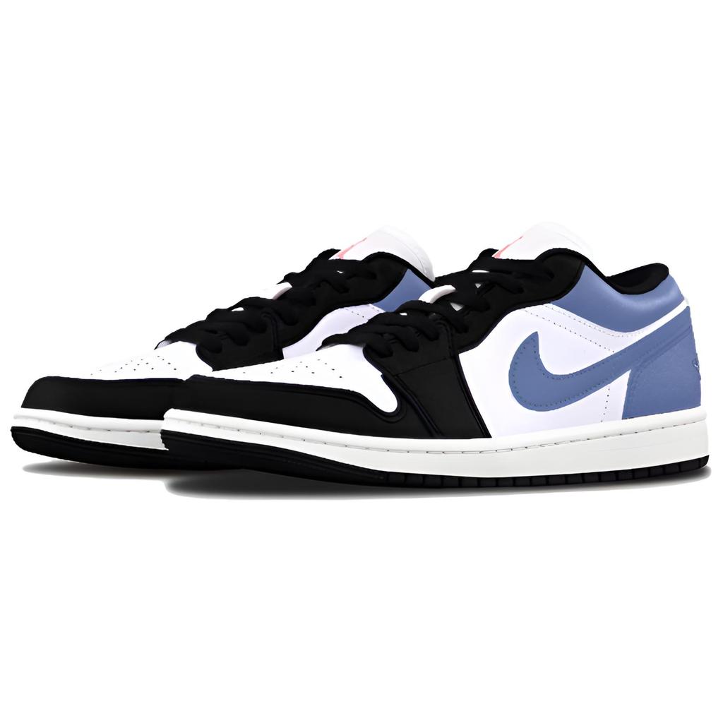 Jordan Air Jordan 1 Cushioning, Wear Resistant Low Top Vintage Basketball Shoes Unisex Black Blue 553558-165(Team425-)