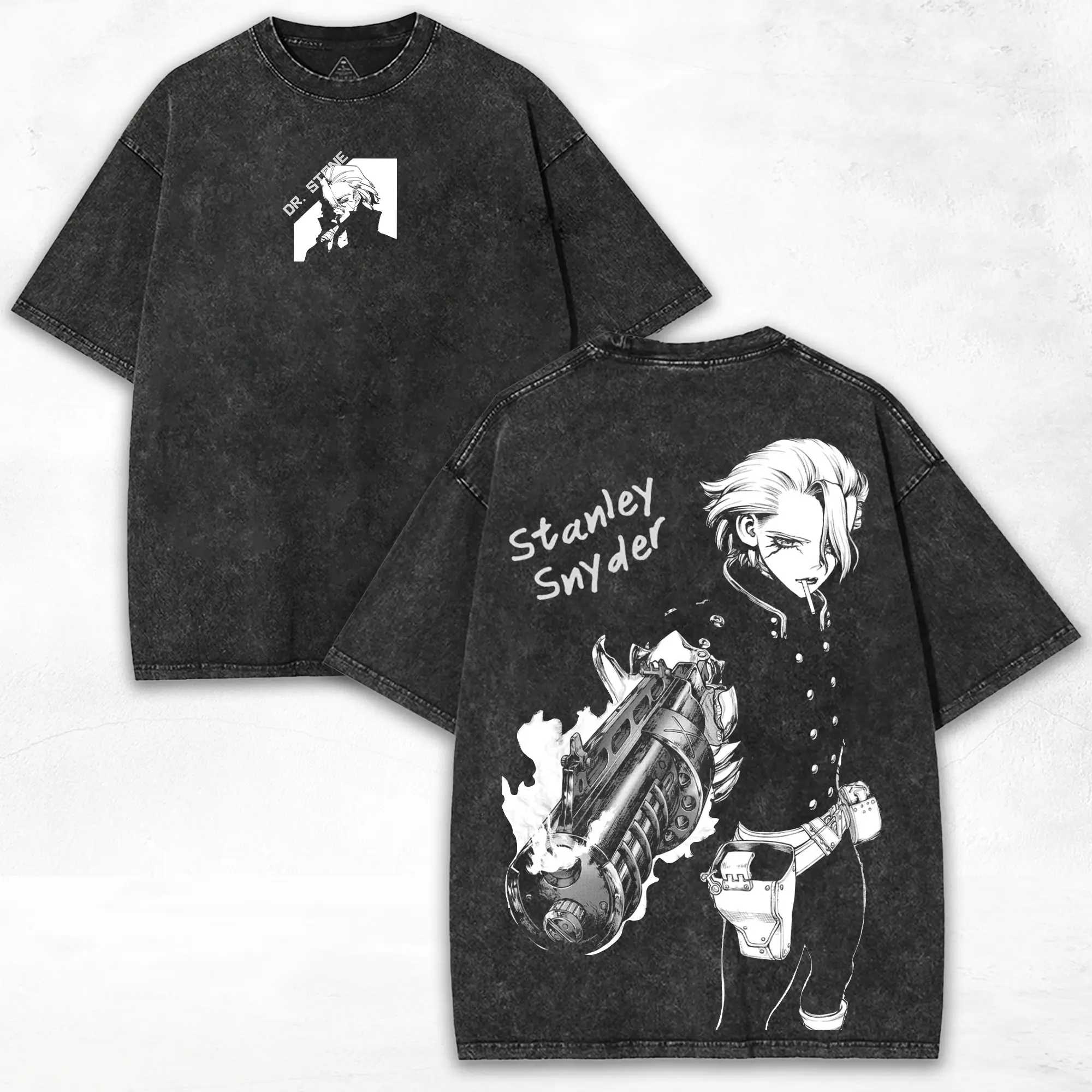 2026 Hot Sale Dr.STONE Anime Graphic Tshirt Manga Vintage Y2k Washed T-shirt for Men Women Clothing Oversized High Quality Cotton Tee Top Short Sleeve L