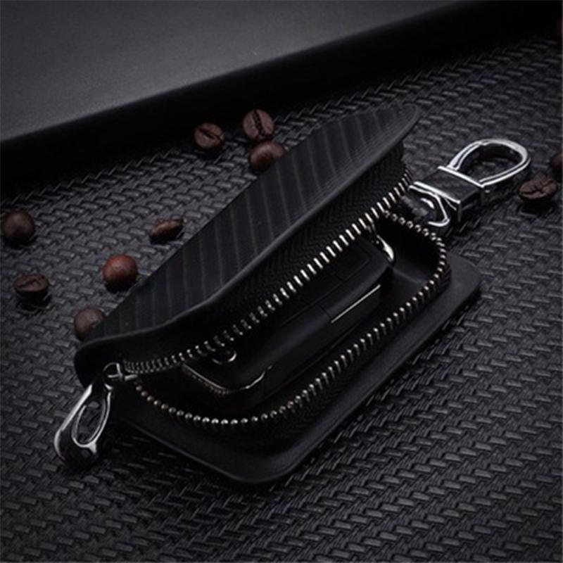 Carbon Fiber Car Key Case Key Bag Keychain Accessory For Porsche Cayenne Panamera Macan 911 718 Taycan Boxster Cayman 918 Pajun
