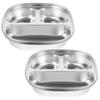 2pcs 304 Stainless Steel Divided Plates Tray For Kids Picnics