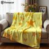 Yellow Star Cartoon Anime Print Flannel Blanket Soft Warm Throw for Kids Bedroom Sofa Bed Christmas Office Car