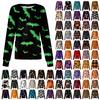 Ženy Vzor s dlouhým rukávem Kapsa Pracovní Halloween Potisk Stojací límec Jednořadý ochranný overal Cardigan Bunda Top