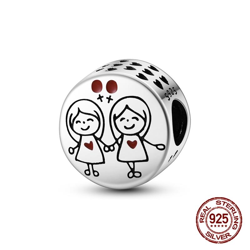 Copper Exquisite Family Sister Best Friend Couple Love Mom Charms Pendants Fit Original Bracelet Diy Jewelry