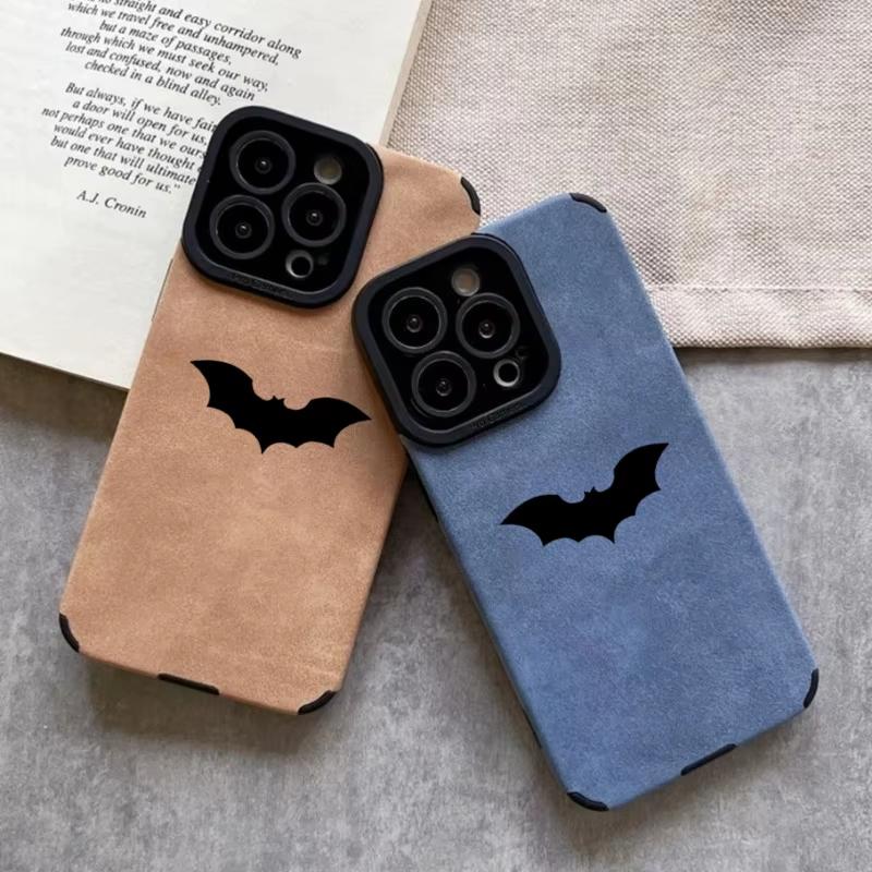Cool Bat Leather Silicone Phone Case For iPhone Air 16 17 15 14 13 12 7 11 Pro Max 16E Plus X XR XS Shockproof Cover