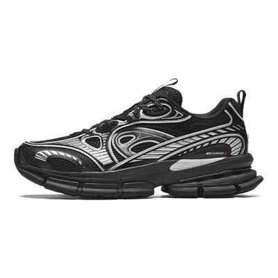 Champion Series AG-G01 Vielseitige Dicke Sohle Bequem Rutschfest Abriebfest Low-Top Freizeitschuhe Herren Sneaker Schwarz Silber 112438805A-1