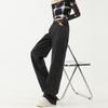 Herbst und Winter neue hohe Taille und dünne Persönlichkeit lässiges Mode-Design weites Bein Bodenlange Hose High Street Trend Jeans