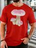 Pink Spotted Mushroom Nature Art Unisexs Print T Shirt Cute Fungi Graphic Tee Casual Short Sleeve Top Botanical Nature Lover Gift