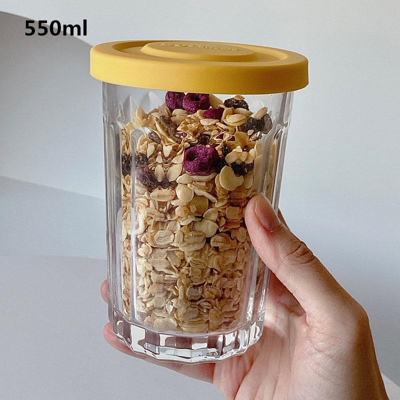 Korea Style Heat-Resistant Glass Lunch Box For Man Women Vertical Stripe Bento Box Clear Food Container Microwave Oven Safe