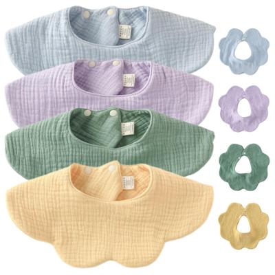 GoUseGo Baby Set of Petal Solid Natural Baby Baby Shower Gift Bibs, Waterproof, 4, 6-Layer Gauze, Large, 360-Degree Bibs, Color, 100% Cotton, Color,