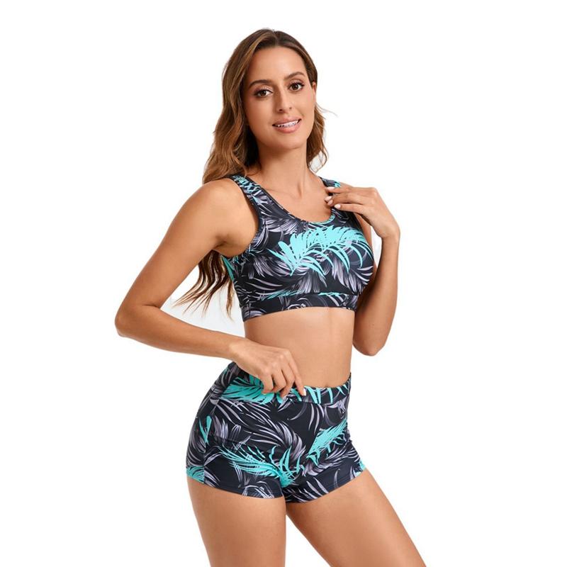Costum de Baie de Vară pentru Femei, Sutien Sport tip Vestă și Șort, Costume de Baie