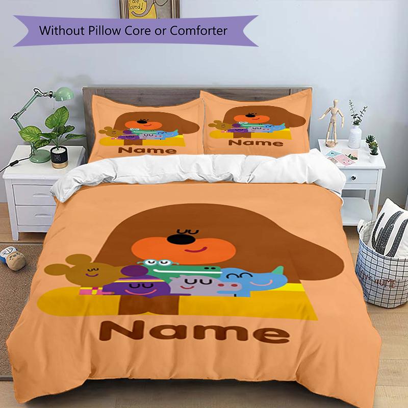 3Pcs Custom Name Duggee Bedding Set Duvet Cover Closure Includes 1Duvet Cover 2Pillowcases Soft And Comfortable For All Seasons