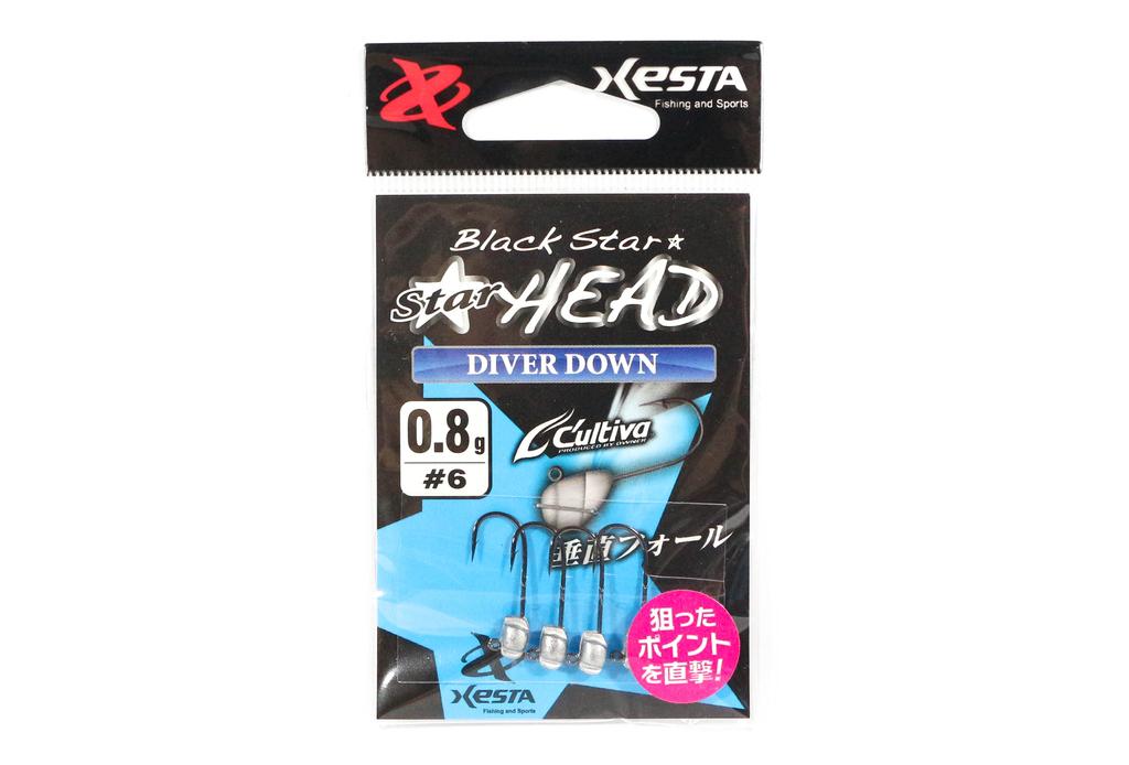 Xesta Jigová hlavička Black Star Head Diver Down 0,8 gramu Velikost háčku 6 (0861)