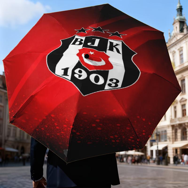 Be?ikta? Istanbul Football Club Emblem Umbrella Folding Umbrella, Automatic Umbrella 8-Frame for Travel, Camping Use Gift for Halloween Christmas
