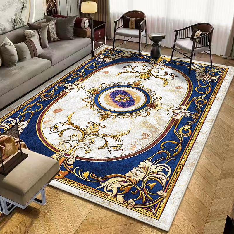 

European Style Retro Decor Rug for Living Room Light Luxury Antiskid Soft Cloakroom Carpet Big Size Easy Clean Entrance Door Mat 60x90cm