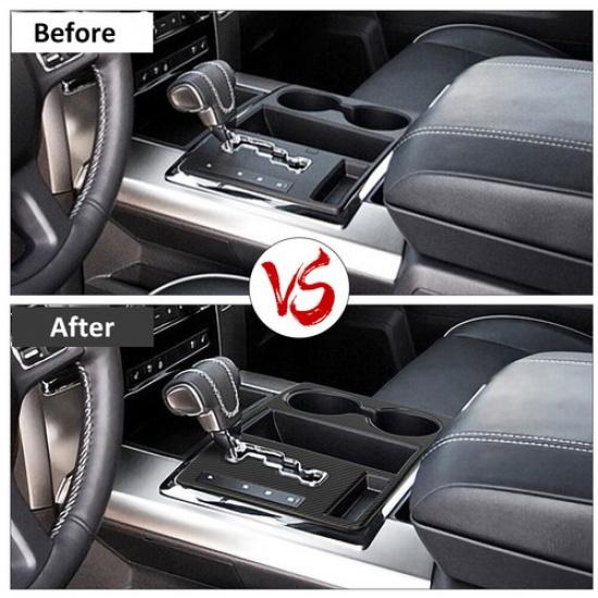 Carbon Fiber Gear Shift Cup Holder Decor Cover Trim For Dodge Ram 1500 2010-2012