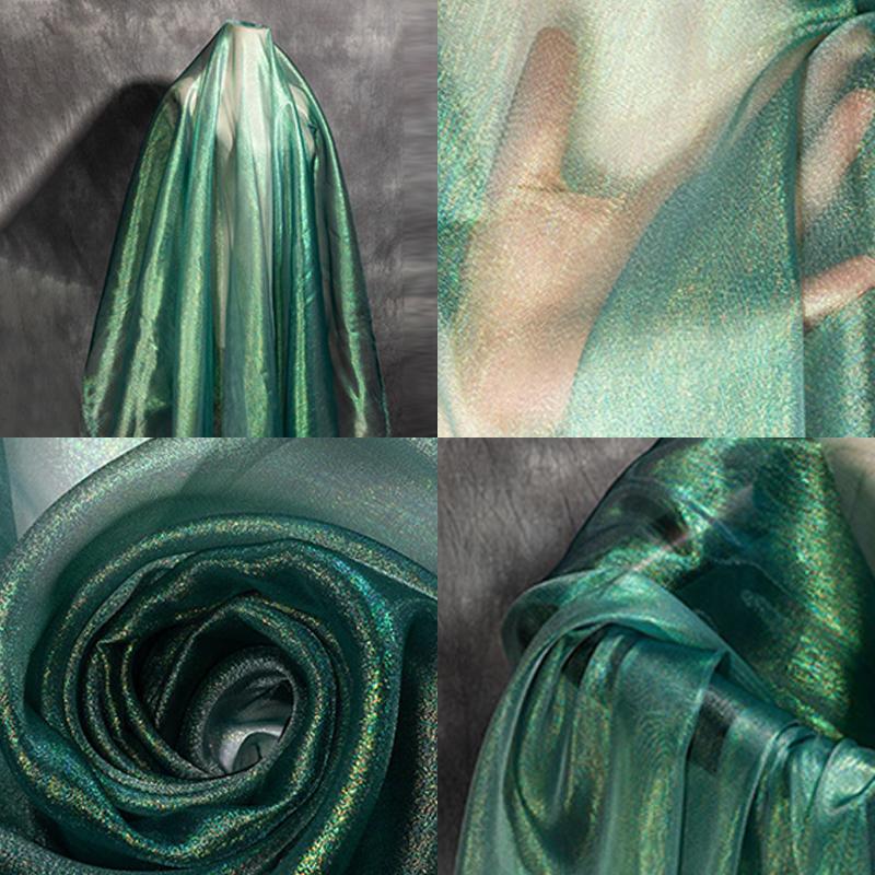 1M Laser Farbverlauf Organza Stoff Weicher Netz Organza Designerstoff Für DIY Kleid Bühne Bekleidung Hintergrund Shooting Cosplay
