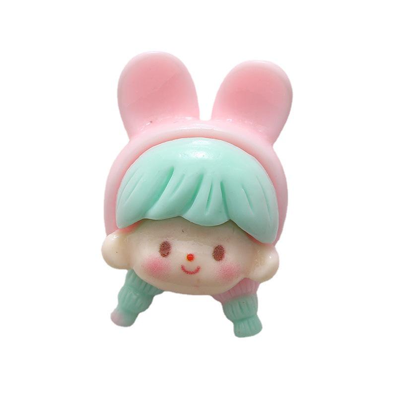 Glossy Cute Girl Resin Accessories for DIY: Phone Case, Hair Clip, Fridge Magnet, Crocs Decor.