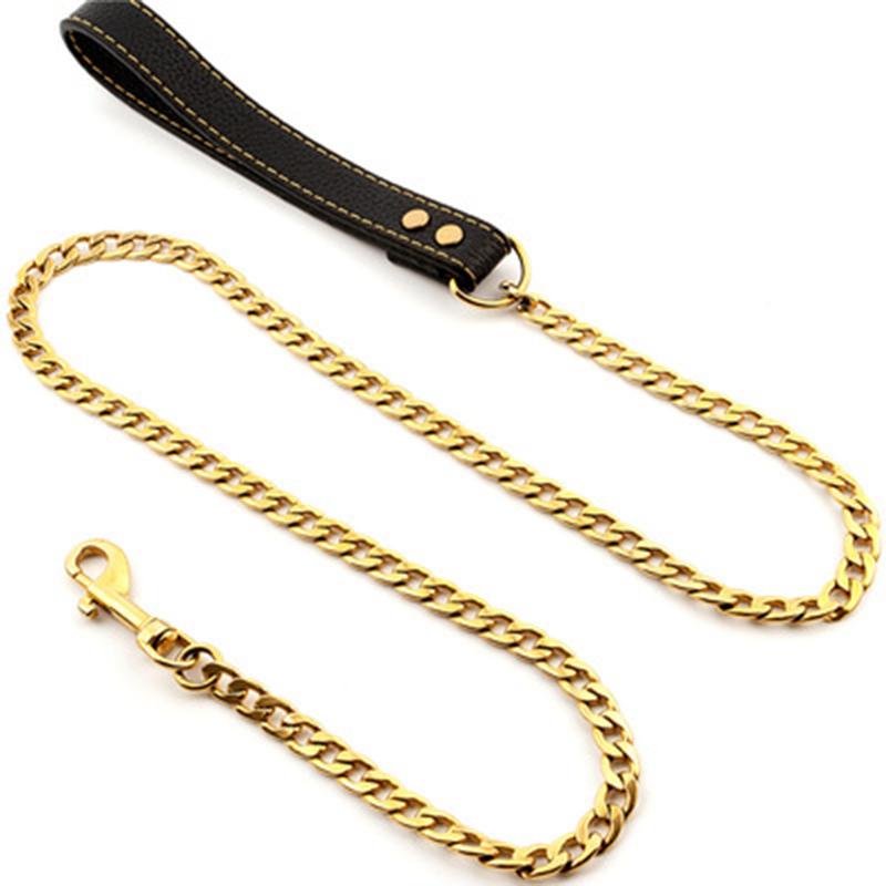 14MM 304 Stainless Steel Dog Chain Collar And Leash Super Strong Dog Metal Collar Choke Silver Gold Pet Lead Rope For Party Show