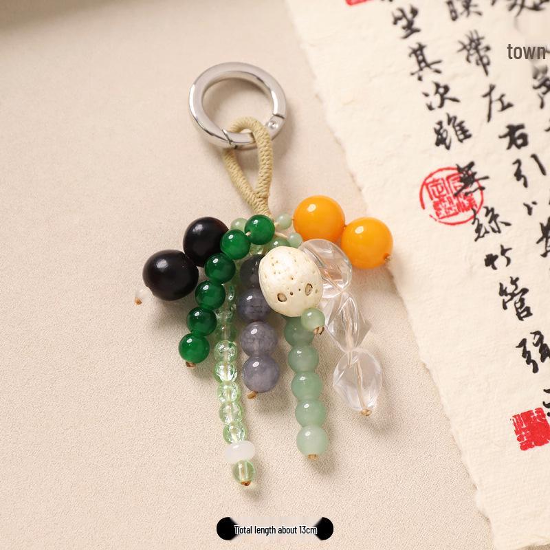 Handmade Beaded Keychain: Summer Chinese Style Woven Bodhi Pendant for Bags