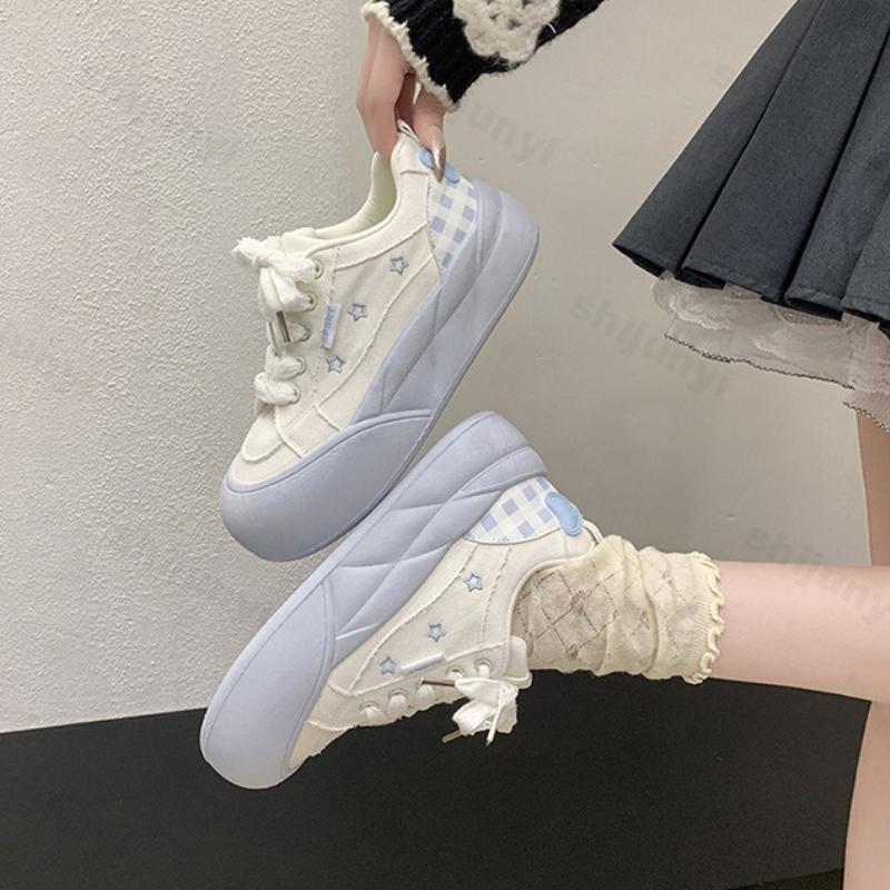 Fashion Women Vulcanized Shoes 2025 Autumn New Fashion Lace Up Platform Casual Shoes Comfortable Height Increase Outdoor Non Slip Flats