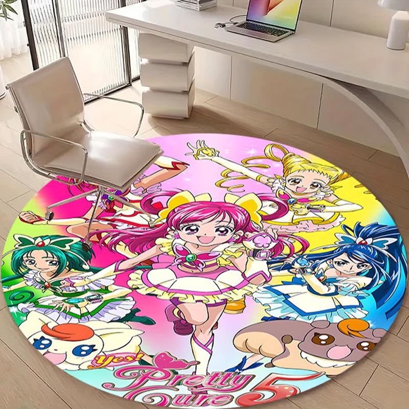 1pc Pretty Cure2 Design Printed Area Round Carpet for Bedroom Living Room Home Decor Rugs Mat Non Slip Mat Rug for Bedside
