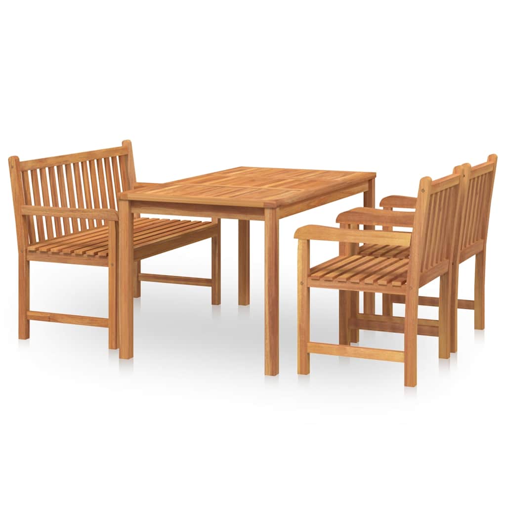 4 Piece Garden Dining Set Solid Teak Wood