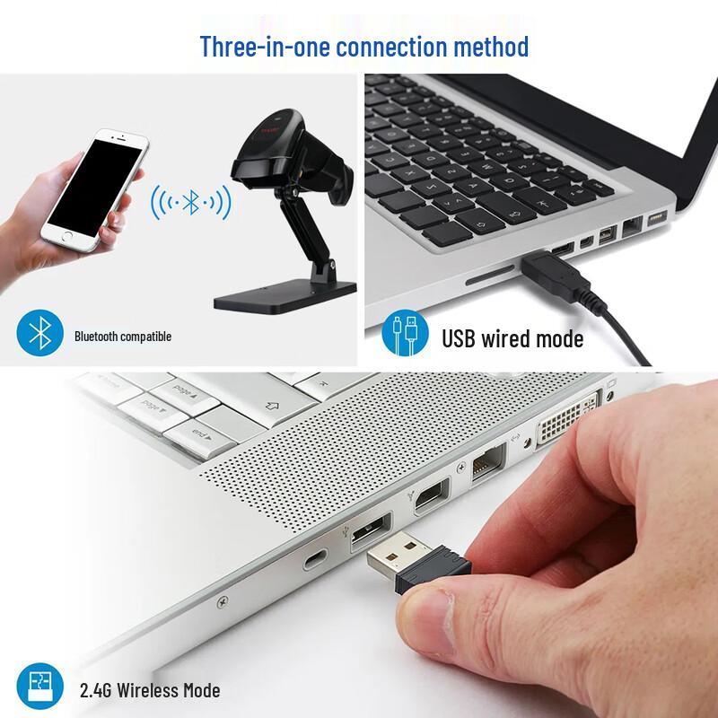 SMVP 1D Wireless Bluetooth Barcode Scanner with Stand