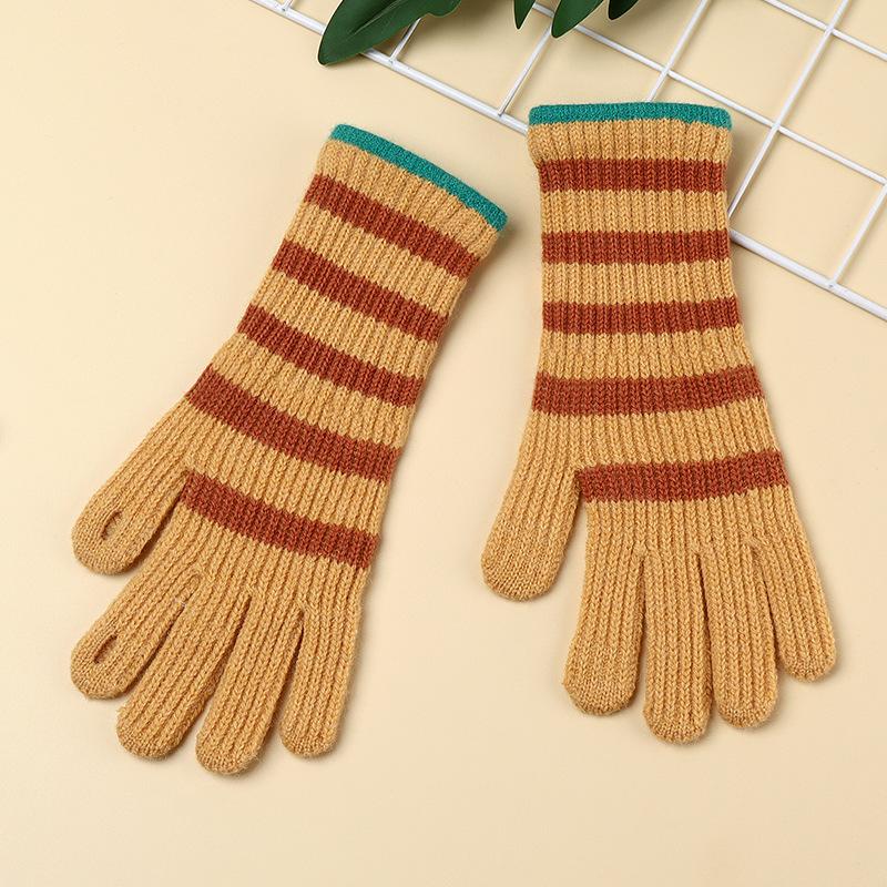 Women's Autumn and Winter Warm and Cold Gloves Outdoor Cycling Windproof Knitted Wool Gloves Student Touch Screen Thickened Gloves