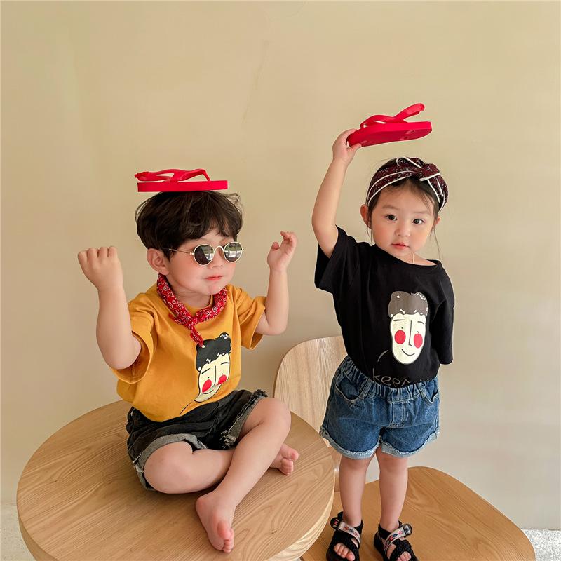 Jiaye Tongpin 2024 Kids' Summer Printed Short Sleeve T-Shirt - Fashionable and Cute Top for Boys and Girls