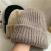 Warm Rabbit Fur Knitted Hat Women's Double-layer Thickened Wool Hat Casual Ear Protection Hat Soft Waxy Headgear Casual Cold Hat Tide