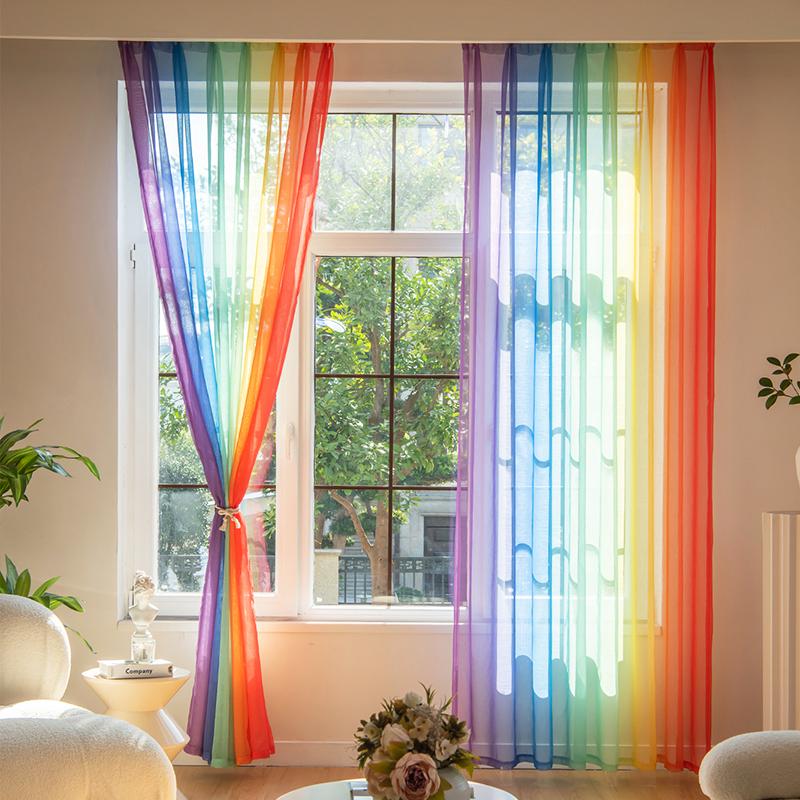 Single Panel Gradient Color Curtain Pocket Rod Easy Install Stylish Home Decor Bedroom Living Room Office With Light Filtering Polyester Perfect For