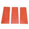 Three 8-inch logging wedges, made of pointed plastic, are safe logging tools suitable for chainsaws and tree cutting.