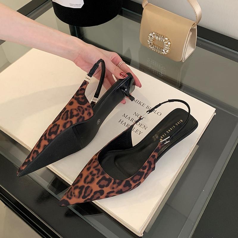 Fashion Bailamos 2025 Spring New Women Sandals Fashion Pointed Toe Slingback Sandals Shallow Slip On Dress Mules Shoes Thin Low Heels