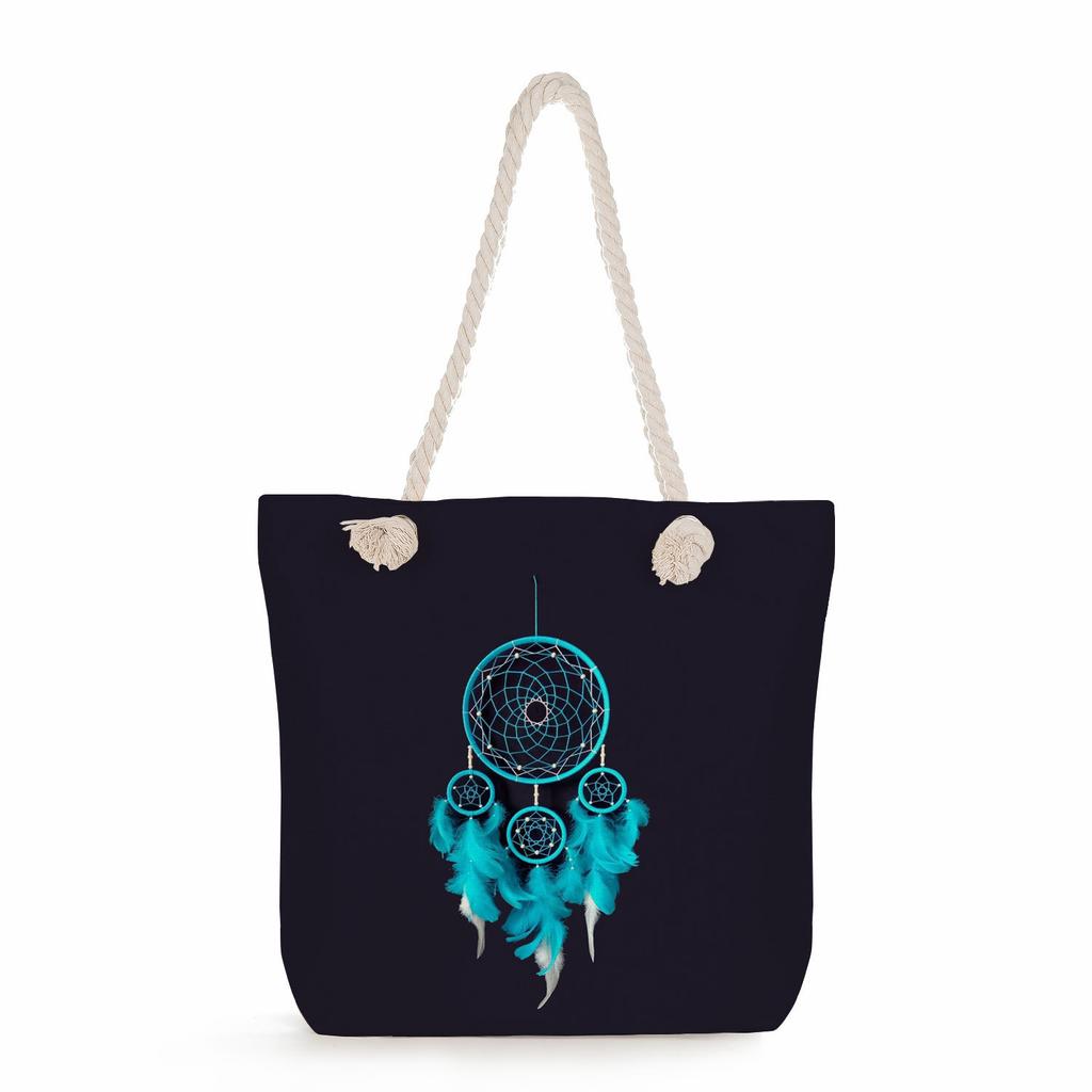 Dreamcatcher print thick rope single-shoulder beach bag 7309 KTB