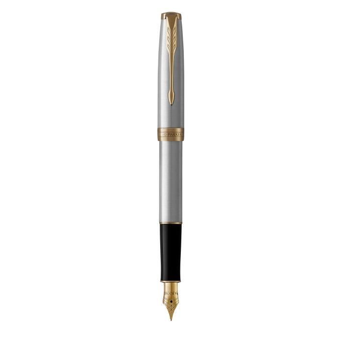 Stylo plume - PARKER - Sonnet - Acier inoxydable - Attributs dorés - Plume fine