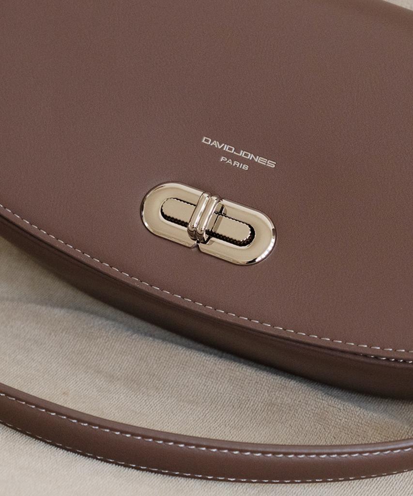 David Jones Le Mare 2-Way Mini Flap Shoulder Leather Bag_Soft Chocolate (Cm7856)