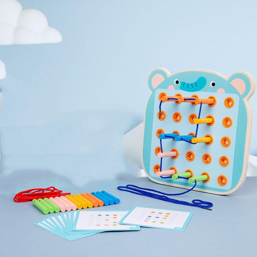 Montessori Activity Wooden Threading Lacing Toy Kids Rope Threading Game  Fine Motor Skills