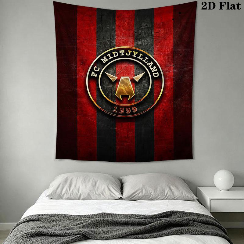 FC Midtjylland Wall Hanging Printed Fabric Blanket Decorative Tapestries for Bedroom Living Room Home Decor