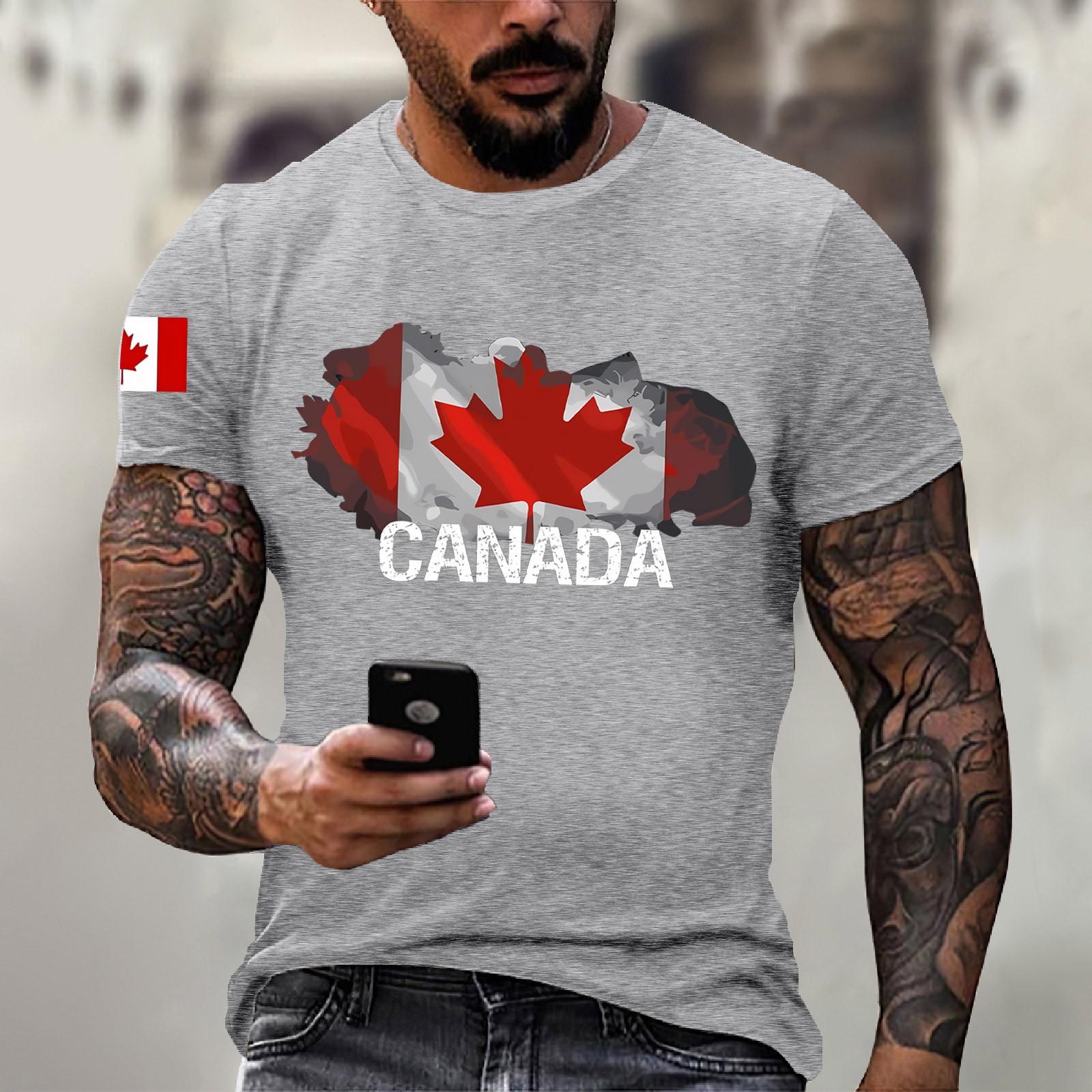 

Чоловіча канадська футболка з принтом, з круглим вирізом та короткими рукавами XXXL