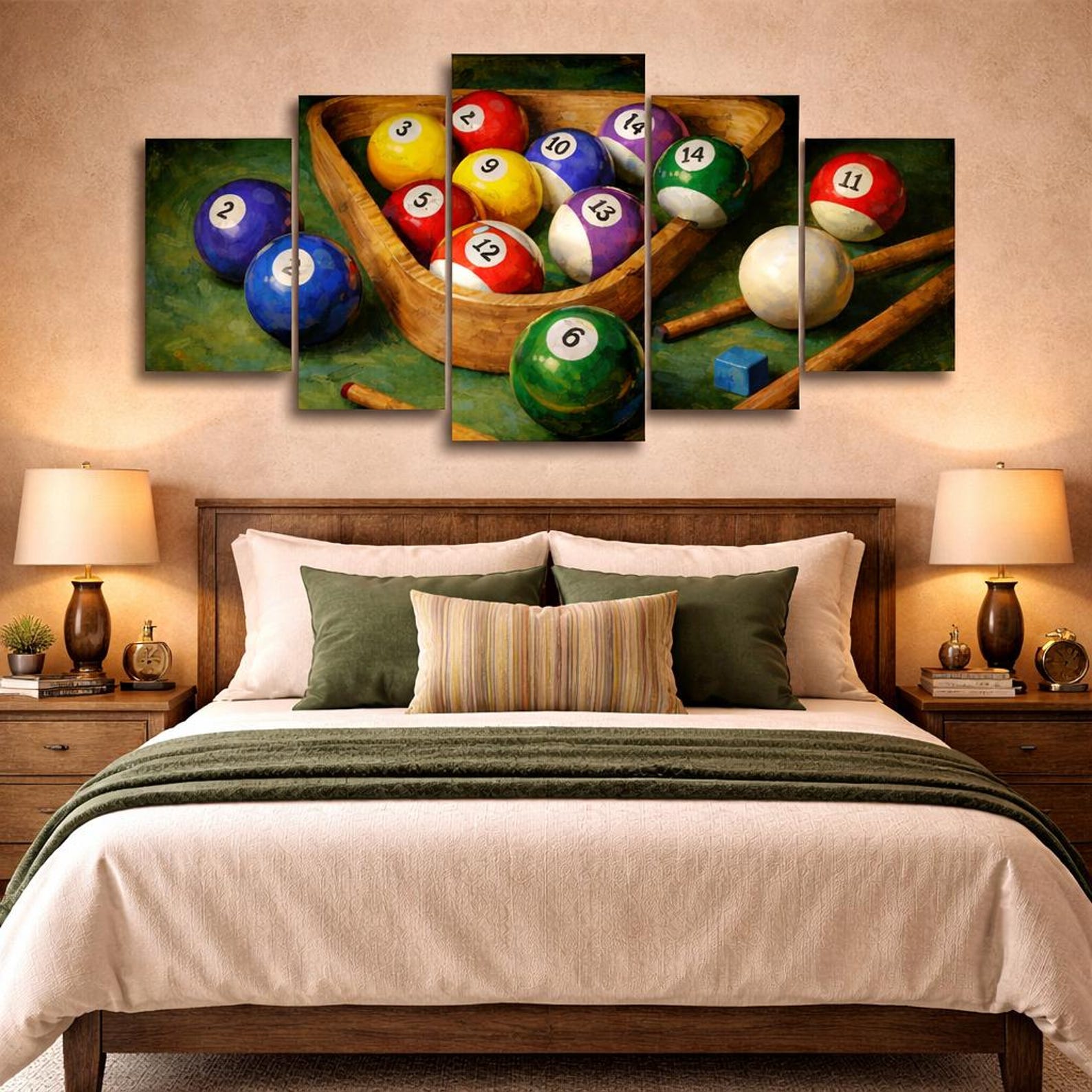 

5-Piece Canvas Wall Art – Billiard Pool Table Prints 20X35 20X45 20X55CM