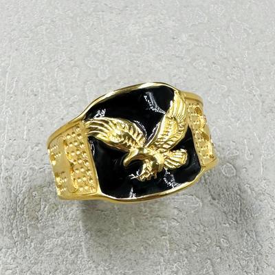 Hip Hop Punk Domineering 316L Stainless Steel Metal Eagle Men's Ring Punk Style Enamel Animal Male Rings  Hand