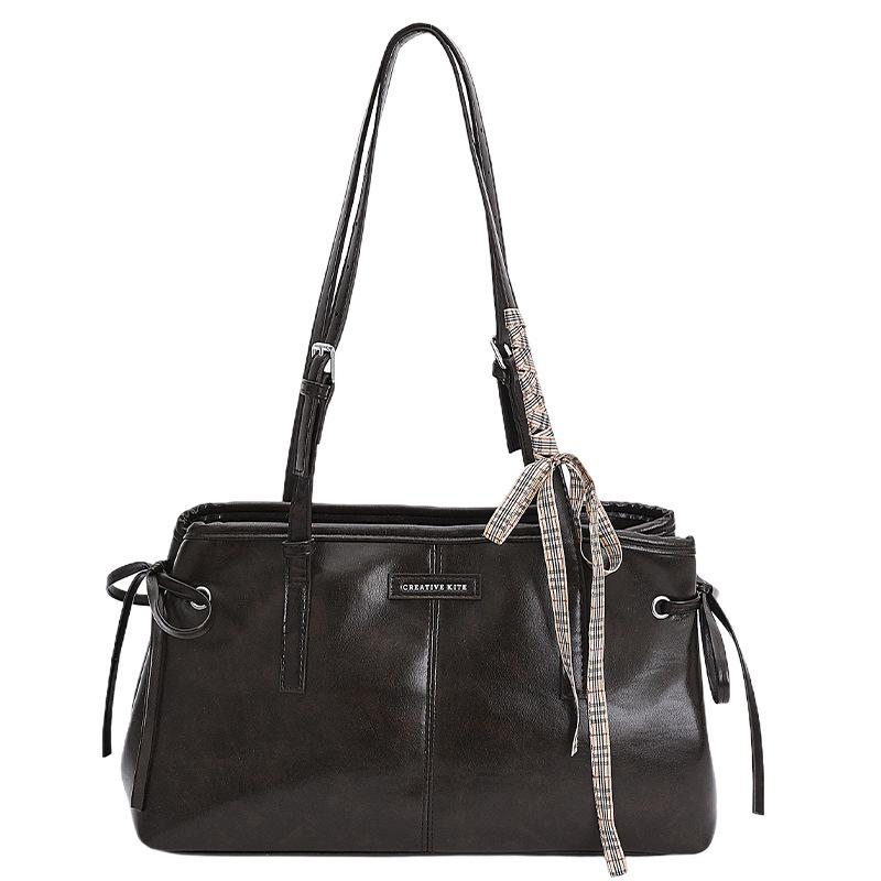 

2025 Retro Soft Leather Women s Shoulder Bag - Light Luxury French Bow Tote
